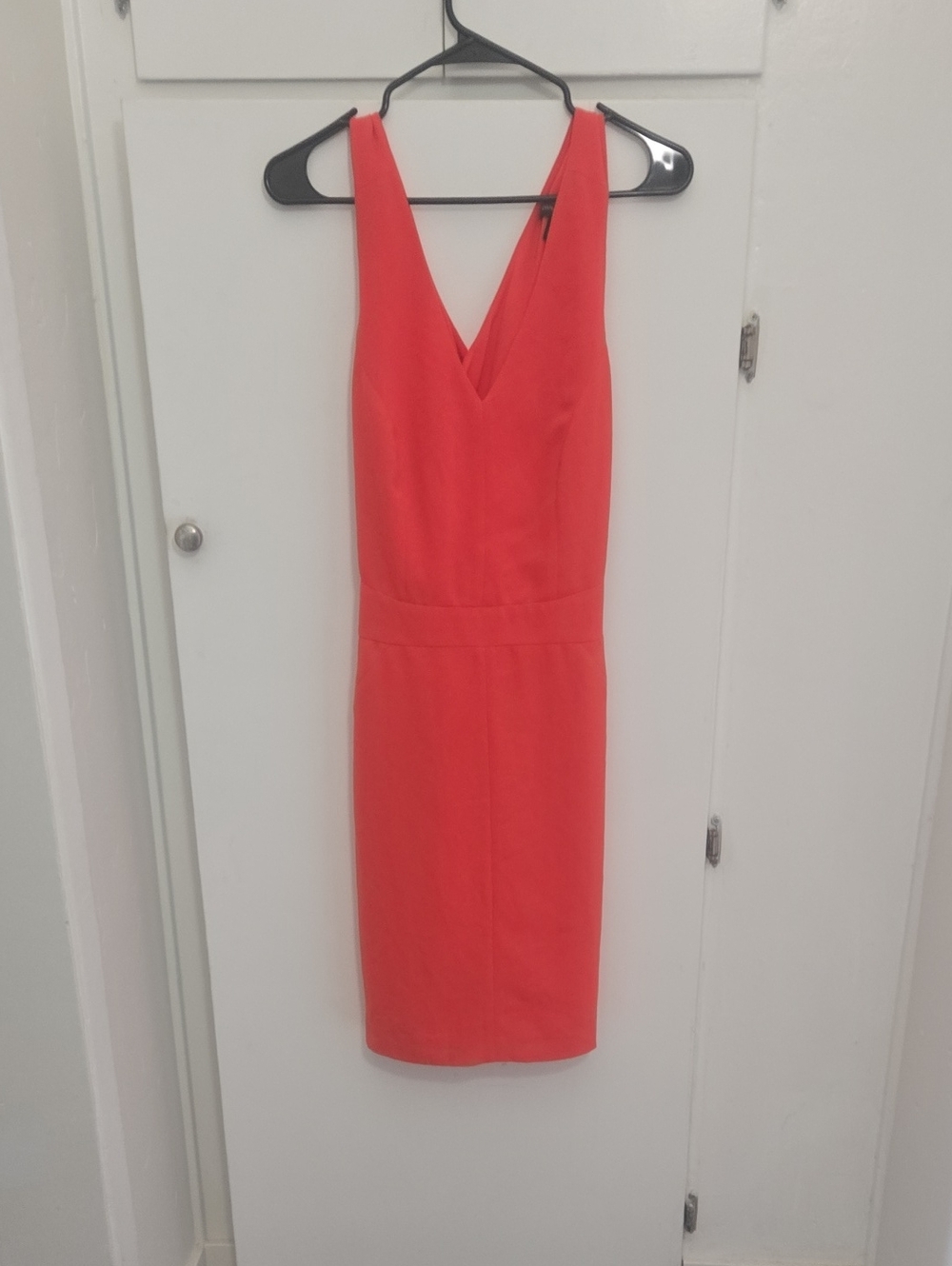 Banana Republic Coral V-Neck Midi Sheath Dress